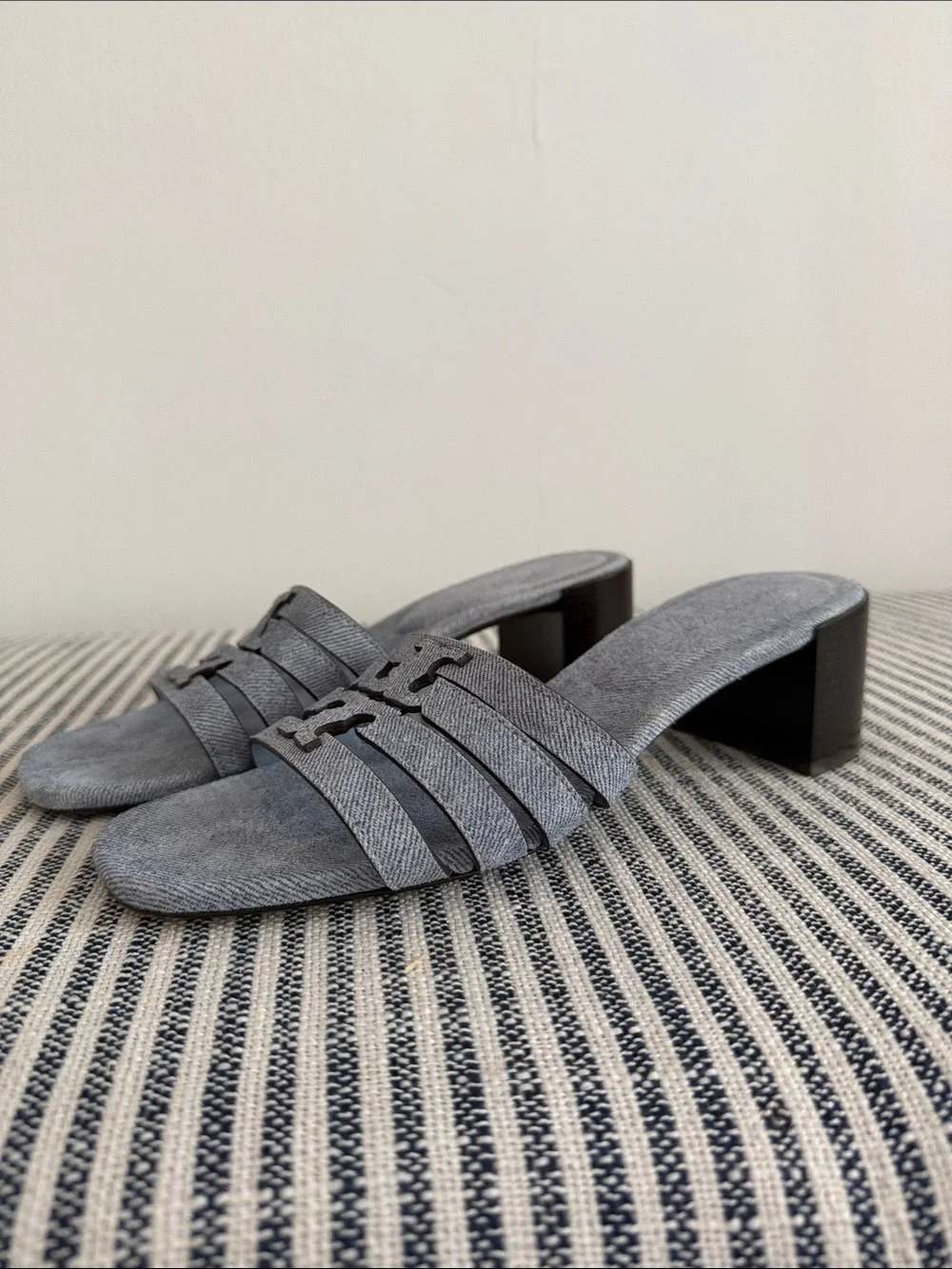 Tory Burch Denim Ines Strappy Slide Heels for Women